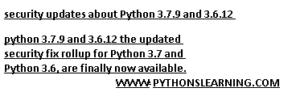 security updates about Python 3.7.9 and 3.6.12