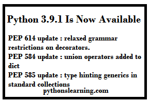 You are currently viewing Python 3.9.1 is now available