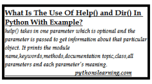 Read more about the article help() and dir() function in python tutorials point