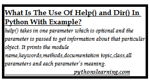 help() and dir() function in python tutorials point - pythonslearning