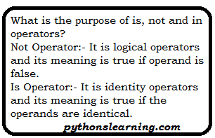 is, not and in operators in python