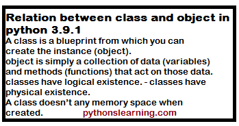 class and object in python 3.9.1