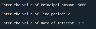 output python program to calculate simple interest