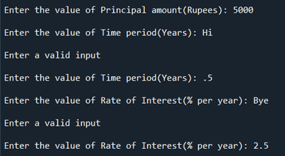 Step 10 python program to calculate simple interest