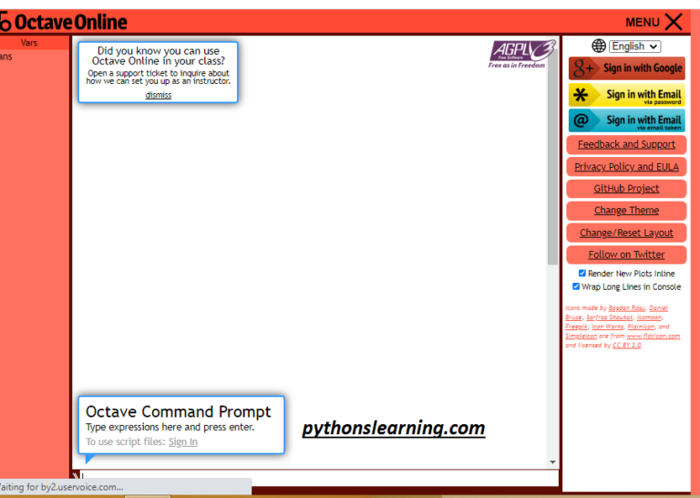 which is free online Compiler or Editor for MATLAB - pythonslearning