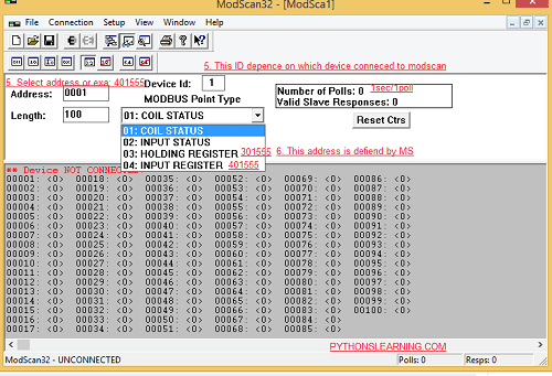 Important steps in modbus communication