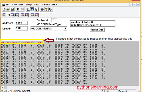 How to connect modscan step by step